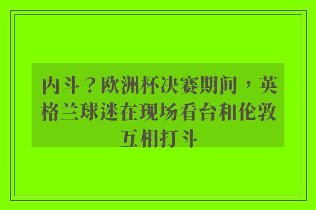 内斗？欧洲杯决赛期间，英格兰球迷在现场看台和伦敦互相打斗